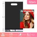 JinRuiKJ Poly Mailers with Handle 12x15.5 Inch 50 Pcs, Self Sealing Shipping Bags for Clothing, Easy to Carry Packaging Bags for Small Business - Pure Black