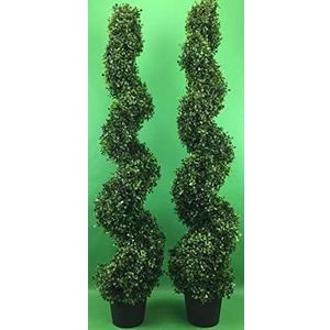 VOPVZVKO Two Artificial Outdoor 4' Spiral Boxwood Topiary UV Rated! Free Returns!