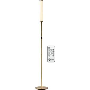 OBright LED Cylinder Floor Lamp with Remote Control, Full Range Dimming, Adjustable Color Temperature 3000K-6000K, Minimalist Standing Lamps for Living Room, Bedrooms and Office, Antique Brass