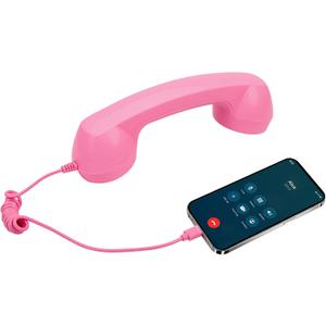 Retro Phone Handset for Type-C, Vintage Wired Plug in Handheld Cell Phone, Plug and Play for Call, with Volume Control & Mic, Noise Reduction, Landline Handle Receiver with Microphone (Pink)