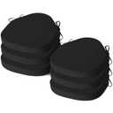 AddGrace Chair Cushions for Dining Chairs Set of 6 Windsor Kitchen Chair Cushions with Removable Textured Cover and Non Slip Bottom Indoor Chair Pads with Ties and Foam (16.5x15.5 Inches Black)