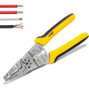 KATA 8-Inch Wire Stripper Tool - Professional Wire Stripping, Cutting & Crimping Pliers for 10-22 AWG Solid & Stranded Wire - Heavy Duty Electrician Hand Tool with Non-Slip Grip
