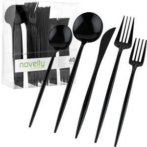 Novelty Modern Flatware Cutlery Combo Set (Black, 80)