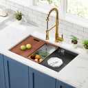 30-inch Undermount Workstation Sink - CELAENO Modern Stainless Steel Kitchen Sink 18 Gauge with Ledge, Handmade Single Bowl Kitchen Sinks is equipped with various accessories