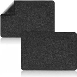 2 Pcs Heat Resistant Mat for Air Fryer, Coffee Maker, Toaster - Black Rectangular Felt & Silicone Countertop Protector with Sliding Function