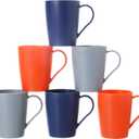 4 x Coffee Mugs Set of 6, 12 Ounce Unbreakable Coffee Cups with Handle, 3 Basic Colors, Reusable Plastic Mugs Dishwasher Safe