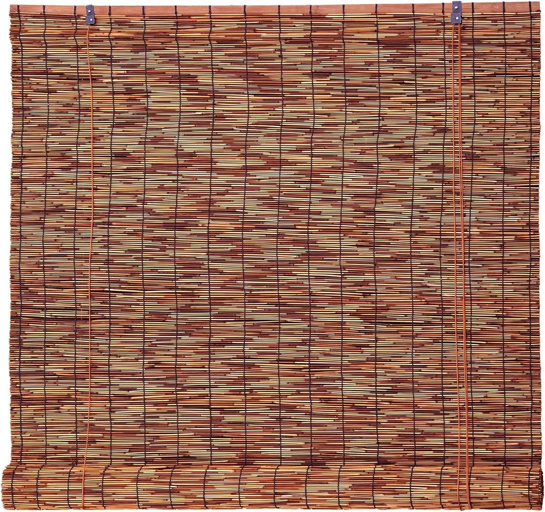 Brown Bamboo Reed Roller Shades 48" Wx72 H Outdoor Privacy Blind