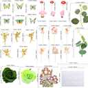 2 x Gyufise 60 Pack Fairy Cake Toppers Butterfly Cake Picks Mushroom Door Flowers Cake Decoration Fairy Garden Topper for Girl Party Birthday Baby Shower Supplies Green