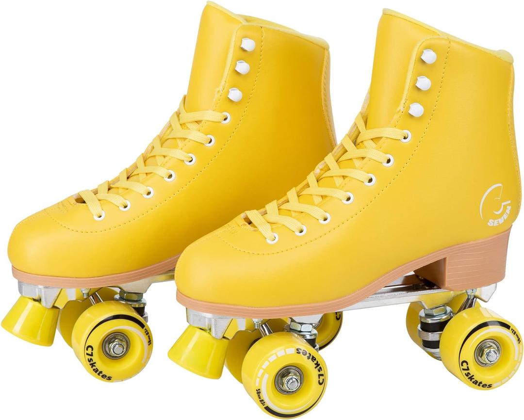 C SEVEN C7skates Cute Roller Skates for Girls and Adults (Women's 7 / Youth 6 / Men's 6, Lemonpop)