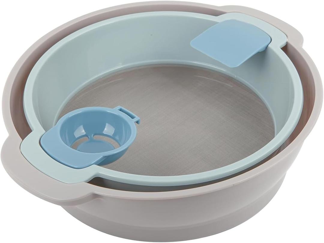 4-in-1 Baking Tools Set, Large Size, Flour Sifter, Egg Separator, Mixing Bowl, Dough Scraper, Multi-purpose Plastic Baking Tools for Making Pastry Biscuit, Space-Saving Bread Baking Tools,14.5