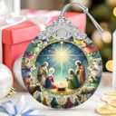 2 x Christian Gifts: Nativity Christmas Ornaments - Religious Gifts for Kids and Women of Faith - Christmas Tree Decoration Stained Glass Nativity Ornament