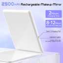 FUNTOUCH Large Rechargeable Travel Makeup Mirror with Light, 2500mAh Portable Makeup Mirror with 10X Magnifying Mirror 3 Lighting Modes, Dimmable Touch, Tabletop Folding Travel Mirror with Storage Bag