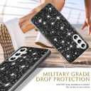 Silicone Case for Samsung Galaxy S25 Plus 5G Case Glitter Sparkle Bling, Hybrid Matte Back Case High Impact Heavy Duty Shockproof Protective Cover for Samsung S25 Plus Cute Case for Women (Black)