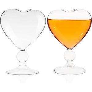 DOITOOL 2PCS Clear Cocktail Glasses Heart- Shaped, Cocktail Wine Glass Set of 2 Unique Champagne Glasses Heart Shape Goblet Cups Glassware for KTV Home Bar Club Restaurant