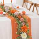 Waipfaru 6Ft Fall Garland Decor, 6Ft Eucalyptus Flower Garland for Table, Fall Floral Vines with Terracotta Flowers for Wedding Arch Backdrop Wall Thanksgiving Decorations (Terracotta) (1 Pack)