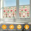 Countewol Frosted Static Cling Window Film, Stained Glass Privacy Film with Rose Pattern, Anti-Glare UV Protection, Removable Decorative Window Clings for Home/Bathroom (Frosted Rose, 23.6 x78.7 in)