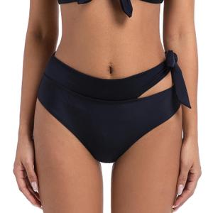 COCOPEAR Women's Sexy High Waisted Bikini Bottoms High Cut Side Tie Bathing Suit Bottoms for Women Swim Bottoms 2026 (Black, M)