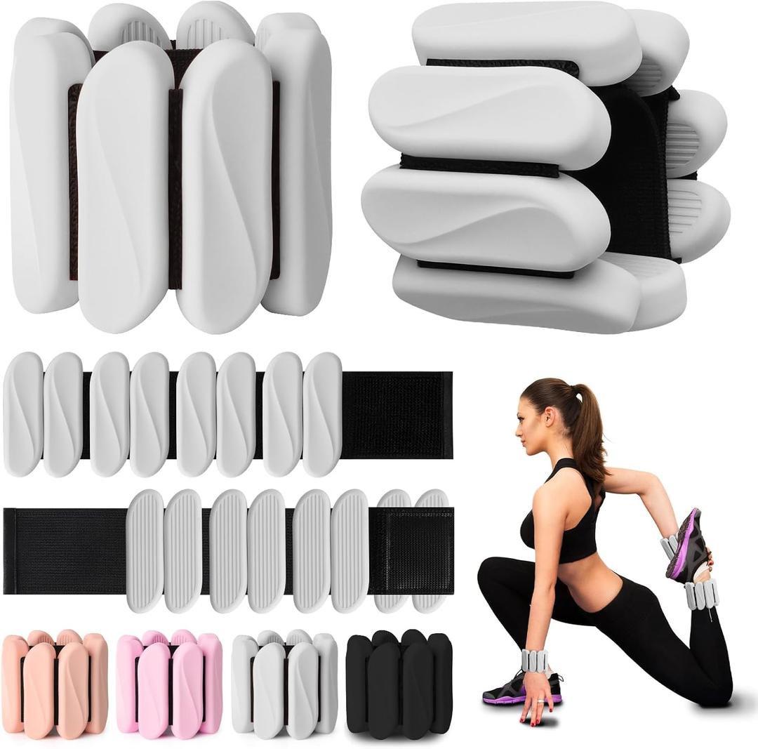 Wrist Weights, 2Pack Wrist Ankle Weights for Women & Men, 2lb Adjustable Silicone Arm and Leg Weighted Bangles(1LBs Each), Fits for Yoga, Pilates, Home Gym, Jogging, Cardio, Strength Training (Grey)