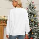 KIDDAD Christmas Sweatshirts for Women Glitter Patch Merry Christmas Letter Print Sweater Embroidered Striped Pullover Tops (White, XL)