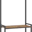 YATINEY Hall Tree, Coat and Shoe Rack, Entryway Coat Rack with 4 Tier Wooden Shoe Rack and 10 Hooks, Freestanding Hall Tree with Shoe Storage for Entryway, Hallway, Rustic Brown and Black MT09BR