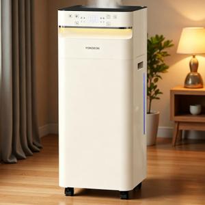 YOKEKON Humidifier Large Room 5.8Gal/22L, Cool Mist Humidifiers for Home | Flame & Night Light, 2500 sq.ft. Whole House Humidifiers for Bedroom Top Fill, Extension Tube, Plants, Kids, Adults, Ivory