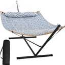 SUNCREAT Hammocks for Outside with Stand, Freestanding Hammock with Frame, 450 lbs Capacity, Grey Pattern