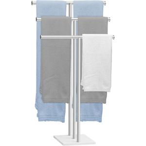 Suzile 3 Tier Standing Towel Rack with Marble Base for Bathroom Freestanding Towel Rack Stainless Steel Holder Stand for Floor Next to Tub or Shower for Bathroom Bedroom Laundry Room