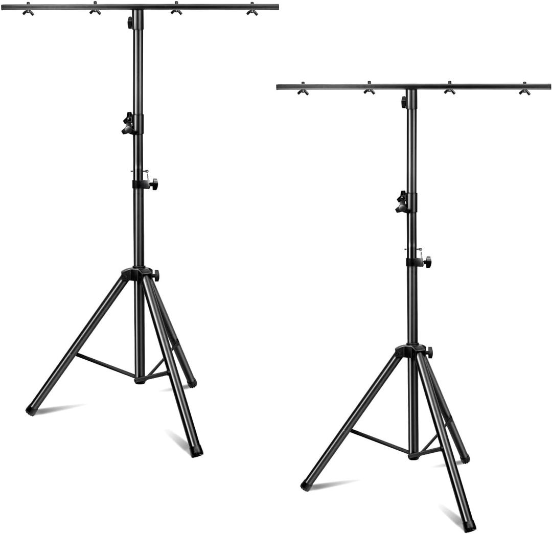 DJ Lights Stand 2 Pack, Heavy Duty DJ Stand, Portable Par Can Tripod Stage Light Stand Adjustable Height 41-95 Inch, DJ Lighting T Bar Suitable for Stages, Bar, Banquet, Party 2 Pack Square T Bar