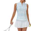 JINSHI Women Tennis Shirt Golf Sleeveless ShirtsQuick Dry UPF 50+ Sportswear with Zipper (M)