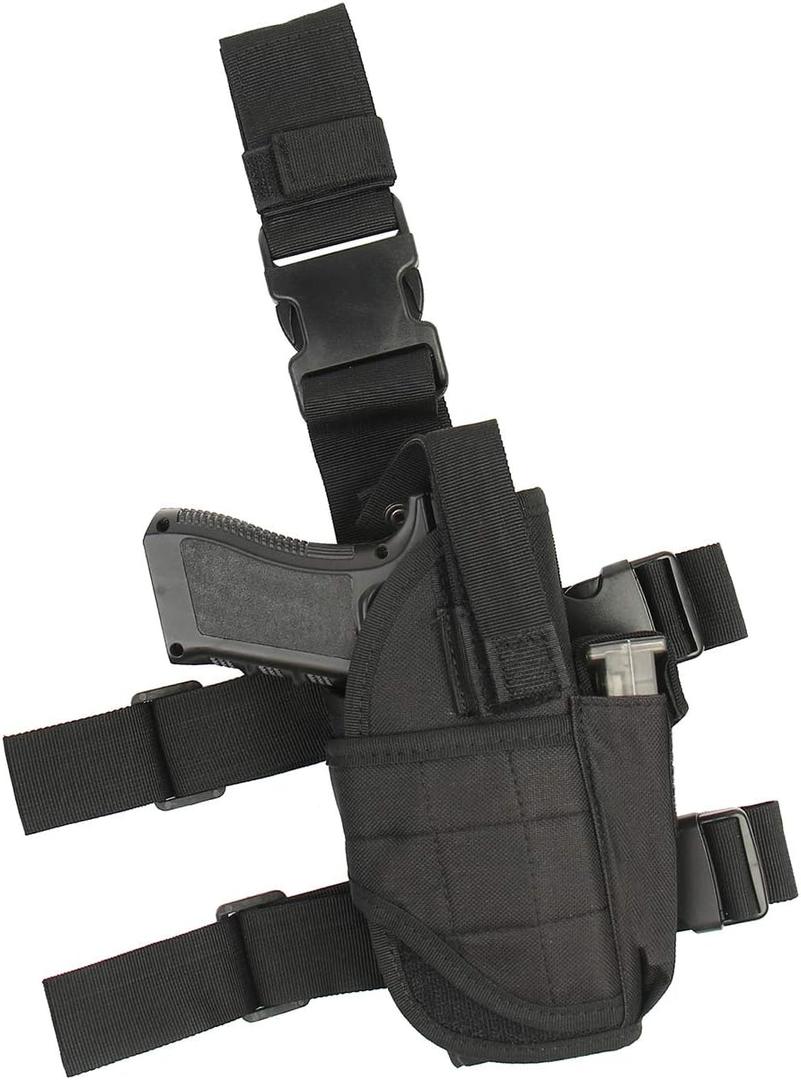 ASETIC Drop Leg Holster for Pistol- Right Handed Tactical Thigh Airsoft Pistol Holster with Magazine Pouch Adjustable Gun Holster (Right Hand)