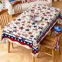 4th of July Tablecloth Waterproof, Patriotic Independence Day Table Cloth Rectangle Stain Resistant, Washable Table Cover for Home Kitchen Dining Party Decoration (60×104 Inch)
