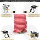 CADEGUO QC Installed Pressure Washer Hose 50 ft, 4200 PSI Flexible & Kink-Resistant, Steel-Braided & Durable, Power Washer Hose with 3/8" 360° Swivel Quick Connect, Hot/Cold Water Compatible, Red