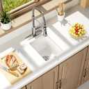 Enbol White Bar Sink Undermount, 12 x 15 Inch Granite Kitchen Sink Small Wet Bar Sink RV Quartz Sink EGS-1215-W, Exterior: 12"L x 15"W x 8 2/8"H