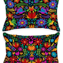Mexican Fiesta Throw Pillow Covers 18x18 Set of 4 Dragonfly Flower Dahlia Pillow Case Day of The Dead Dia De Los Muertos Cinco De Mayo Decorations
