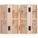 GlikCeil Pegboard Display Stand with 20 Peg Hooks for Retail Craft Shows 4 Panel Wooden Pegboard Display Stand Earring Jewelry Keychain Display Racks Vendors Events Selling Store Supplies