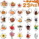Lezmarket 23Pcs Fall Thanksgiving Cookie Cutters Set, Holiday Cookie Cutters Stainless Steel Baking Supplies for Thanksgiving Cookie Sandwich - Pumpkin Maple Leaf Flower Squirrel Turkey Corn Rooster