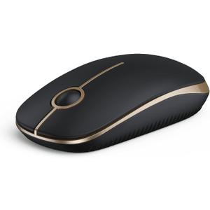 VssoPlor Wireless Mouse, 2.4G Slim Portable Computer Laptop Mouse with Nano Receiver Quiet Silent Optical Mice for Notebook, PC, Laptop, Computer-Black and Gold