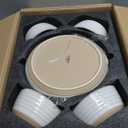 LE TAUCI Plates and Bowls Sets for 4, 12 Piece Ceramic Dinnerware Sets, Modern Stoneware Kitchen Dish Set, Chip Resistant, Microwave & Dishwasher Safe, Arctic White