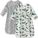 Unnivoll Fleece Baby Sleep Sack 18-24 Months Long Sleeve 1.0 Tog Baby Wearable Blanket Microfleece Sleeping Sack with 2-Way Zipper for Toddler Infant Grey & White Dinosaur (X-Large)
