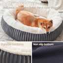 33 inches Donut Dog Bed for Medium Large Dogs,Calming Round Pet Bed with Removable Cover,Washable Milk Plush Faux Fur, Fits up to 50 lbs Pets(Charcoal,M Plus)