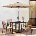 AreShark 7.5FT Patio Umbrella Table Market Umbrella with 6 Sturdy Ribs, Button Tilt/Crank, Heavy-Duty Outdoor Umbrellas for Pool, Deck, Garden and Backyard, Beige