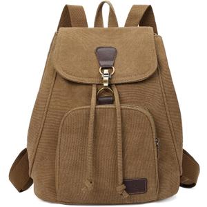 GAEKEAO Small Backpack for Women Canvas Mini Backpack Purse Casual Daypack for Daily Travel Work Sports College Shopping (Coffee)