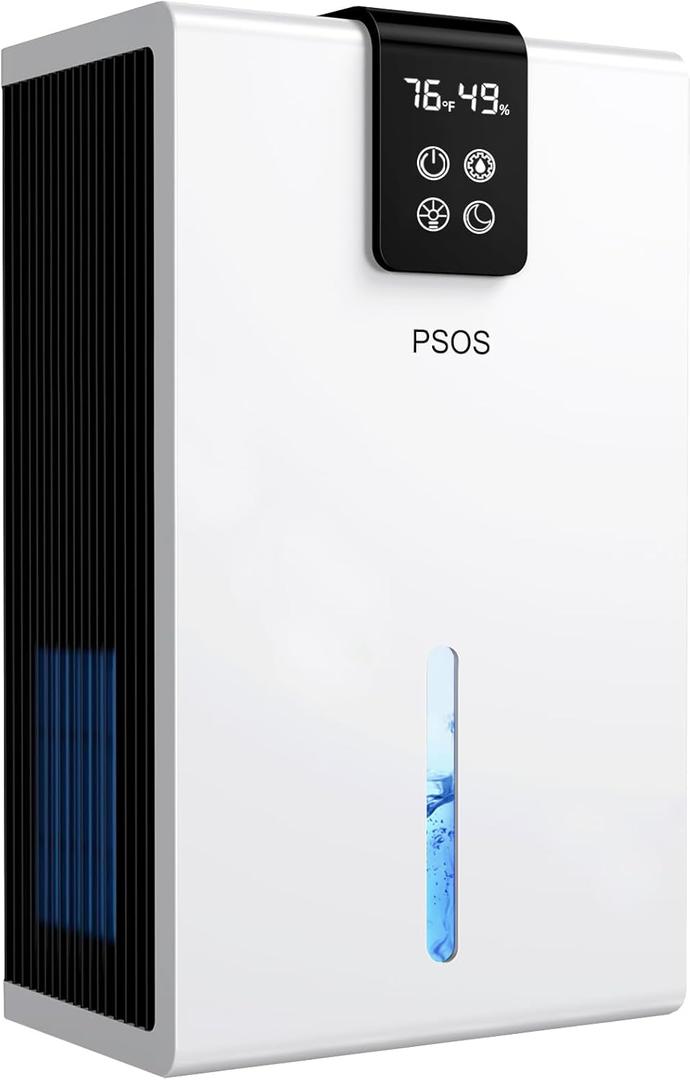 Dehumidifier, Dehumidifiers for Home, 98 OZ Water Tank (1000 sq.ft) Quiet dehumidifiers for Basement Bedroom Bathroom with Auto Shut Off, Humidity monitoring, 7 Colors LED Light(White)