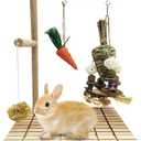 Hamiledyi Rabbit Wood Scratching Board Feet Pad Platform Bunny Claws Teeth Chew Toys Natural Fruit Wood Rabbit Toys Grass Timothy Ball for Guinea Pigs Chinchilla Hamsters Other Rodent Pets