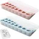 2 Pack Heart Shpaed Ice Cube Trays with Lids and Bins Ice Molds with Ice Storage Box, 48 Holes Silicone Heart Ice Cube Tray for Whiskey Cocktail Fun Shapes Cubes, with Lids & Bins