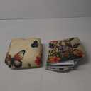 Butterfly Kitchen Rug 2 Piece Set Floral Garden Orange Flowers Art Kitchen Rugs and Mats Decor Kitchen Floor Mat Set Non-Skid Washable Kitchen Runner Rug 17x30+17x47 Inches