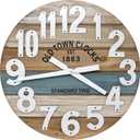 24" Wooden Multi-Color Maritime Coastal Beach Large Number Wall Clock (Blue, 24 inch)