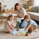 4 x Shaloxar Small Broom and Dustpan Set,mini Compact Portable, for Home, Sofas, Kitchen countertops, Storage Shelves, Office desks, bathrooms, and pet Areas (Blue)