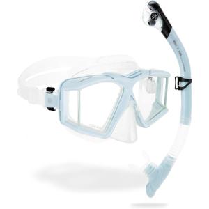 Cressi Panoramic Diving Mask and Snorkel Kit - Wide View - Top Dry System Snorkel - Horizon & Scilla - Designed in Italy