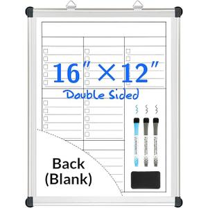 LUCYCAZ Magnetic Dry Erase Board for Wall, 16" x 12" Double-Sided Whiteboard, Sliver Aluminum Frame Weekly Calendar Small White Board for Office, Home, Kitchen, Pack of 2 LUCYCAZ Magnetic Dry Erase Board for Wall, 16" x 12" Double-Sided Whiteboard, Sliver Aluminum Frame Weekly Calendar Small White Board for Office, Home, Kitchen, Pack of 2